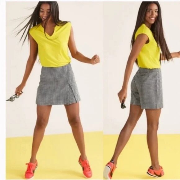 CAbi skort 2 Gingham Check Plaid Tee Time Slit Skort - Picture 16 of 16